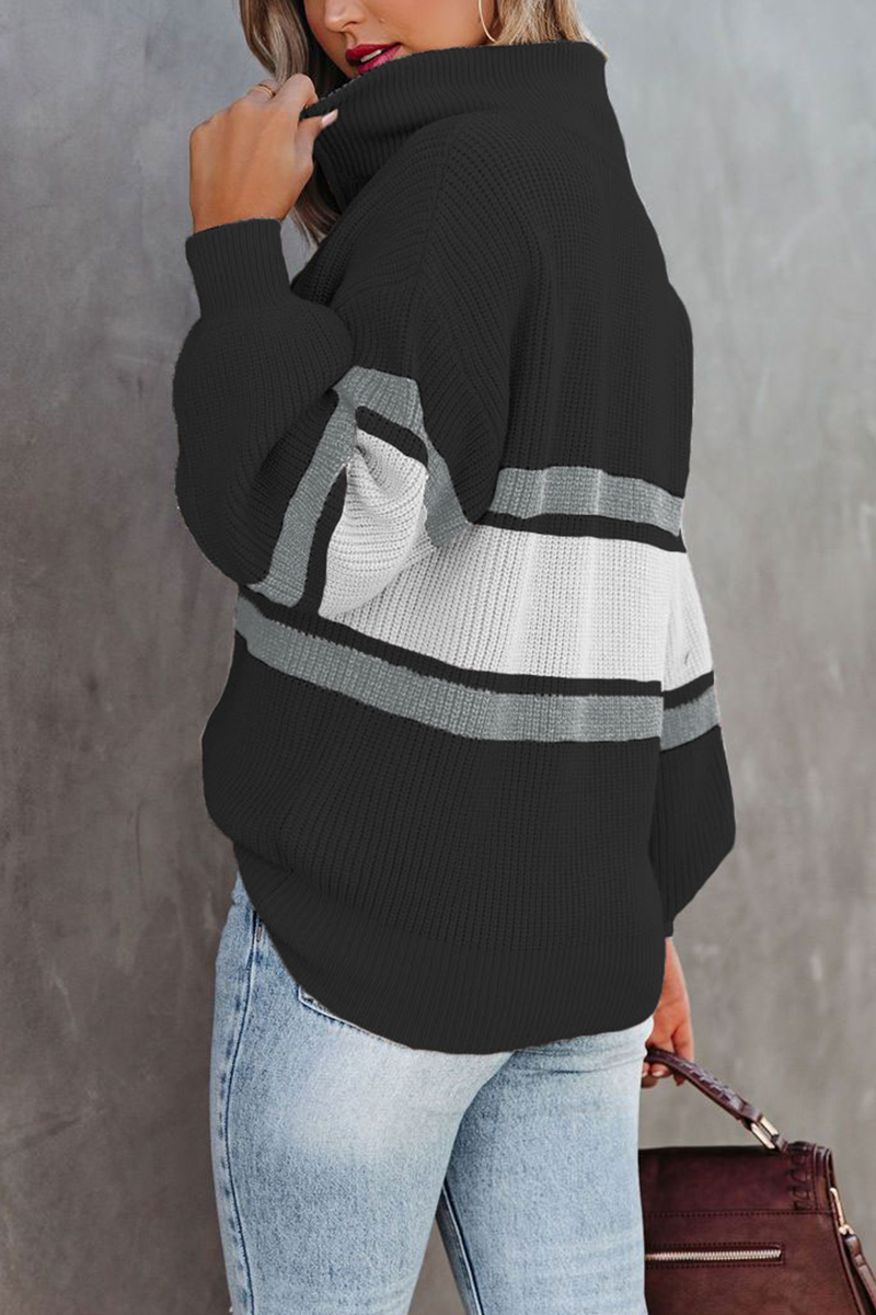 Lässige, solide Patchwork-Pullover mit Reißverschlusskragen (5 Farben)