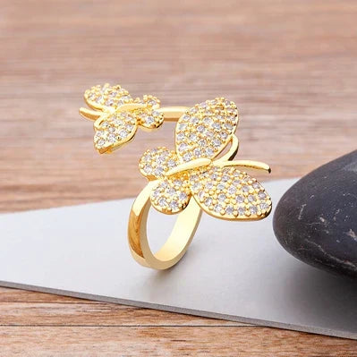 Liza - Trendy Gold Farbe Schmetterling Offener Ring