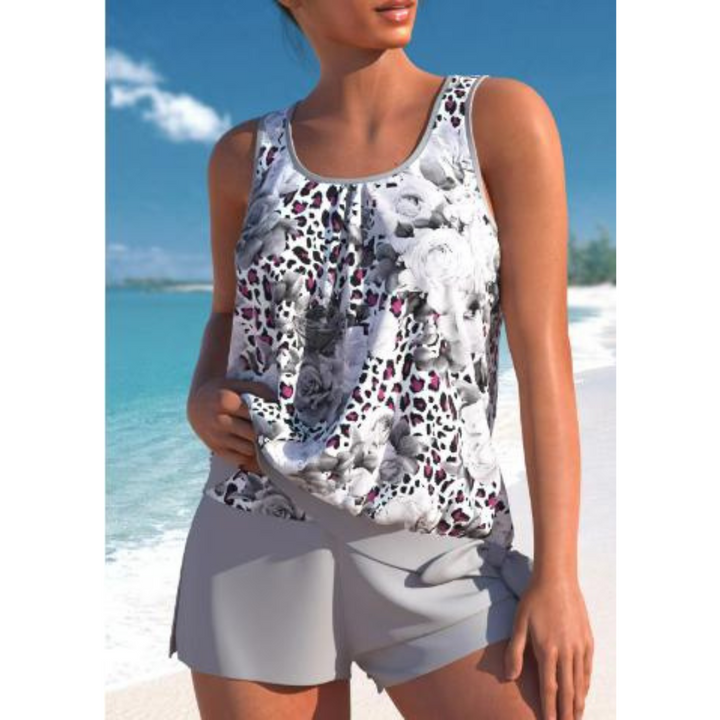 Adalina – zweifarbiges Tankini-Set mit Blumendruck für Damen