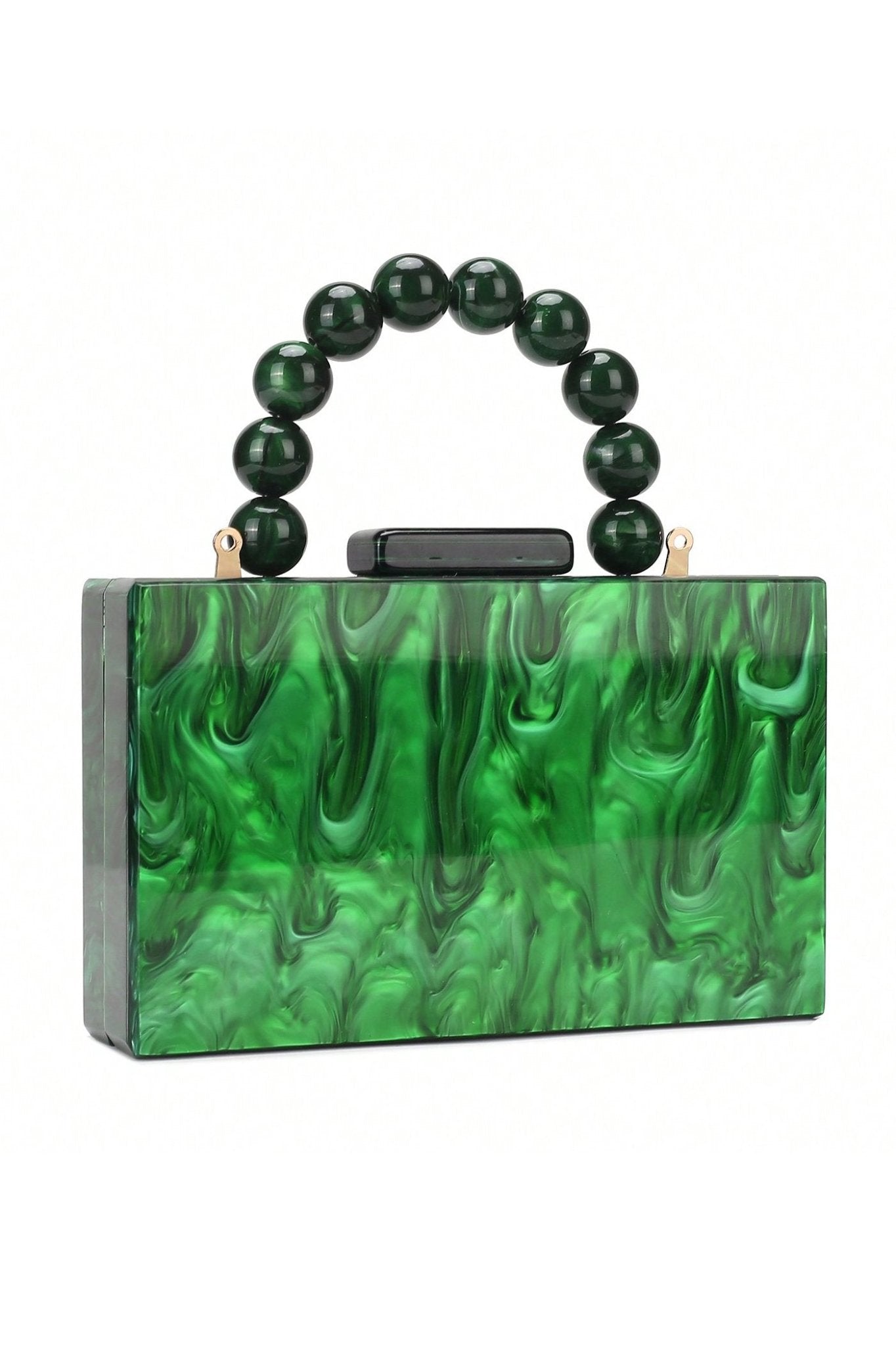 Handtasche mit Perlenkette und Marmorierung
