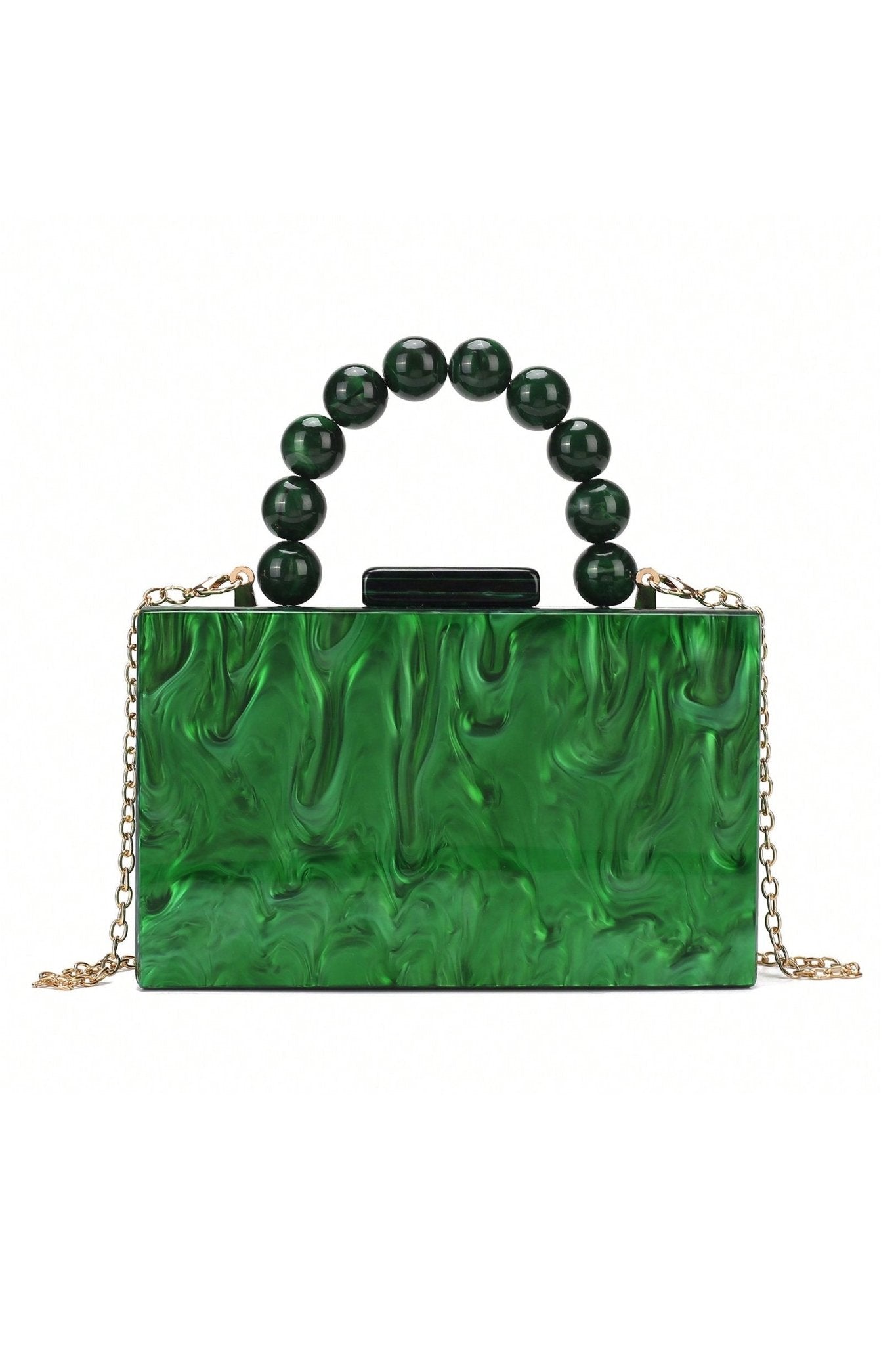 Handtasche mit Perlenkette und Marmorierung