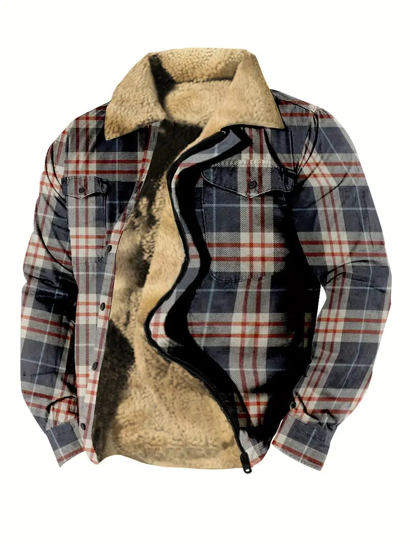 Jack – retro-fleecejacke mit karomuster für herren