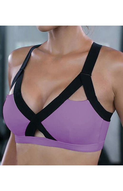 Sexy, kreuzelastischer Sport-BH mit Farbkontrast