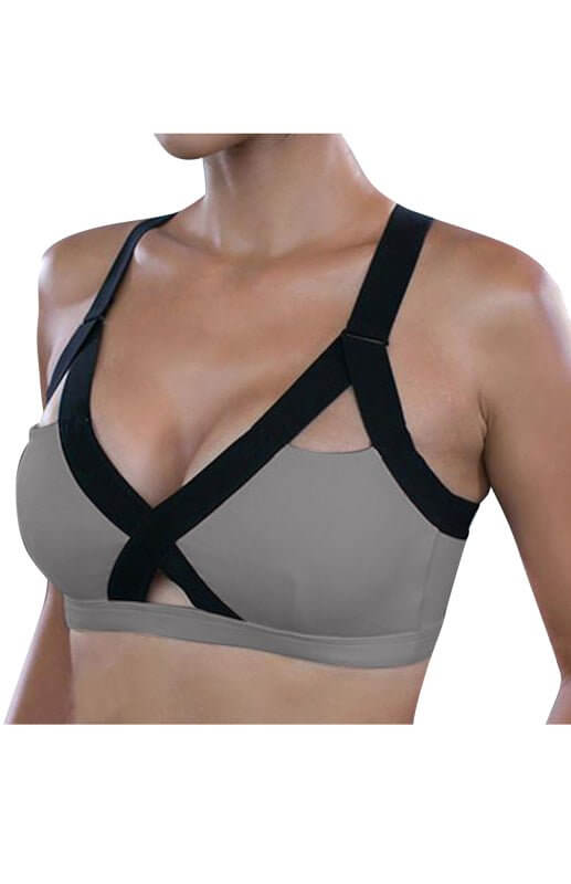 Sexy, kreuzelastischer Sport-BH mit Farbkontrast