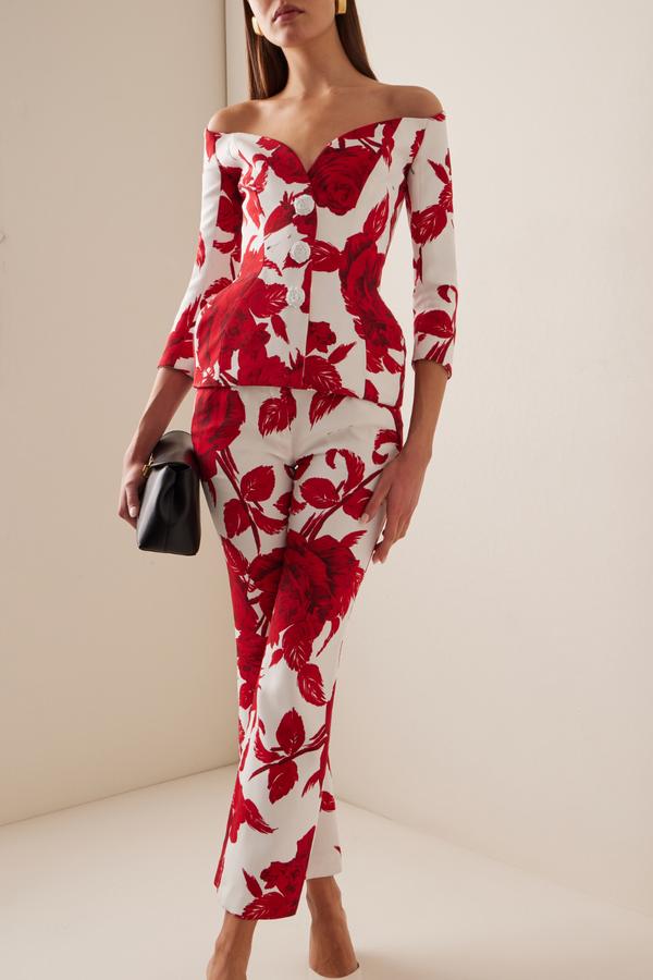 Schulterfreies Set „Cynthia“ mit Blumenmuster