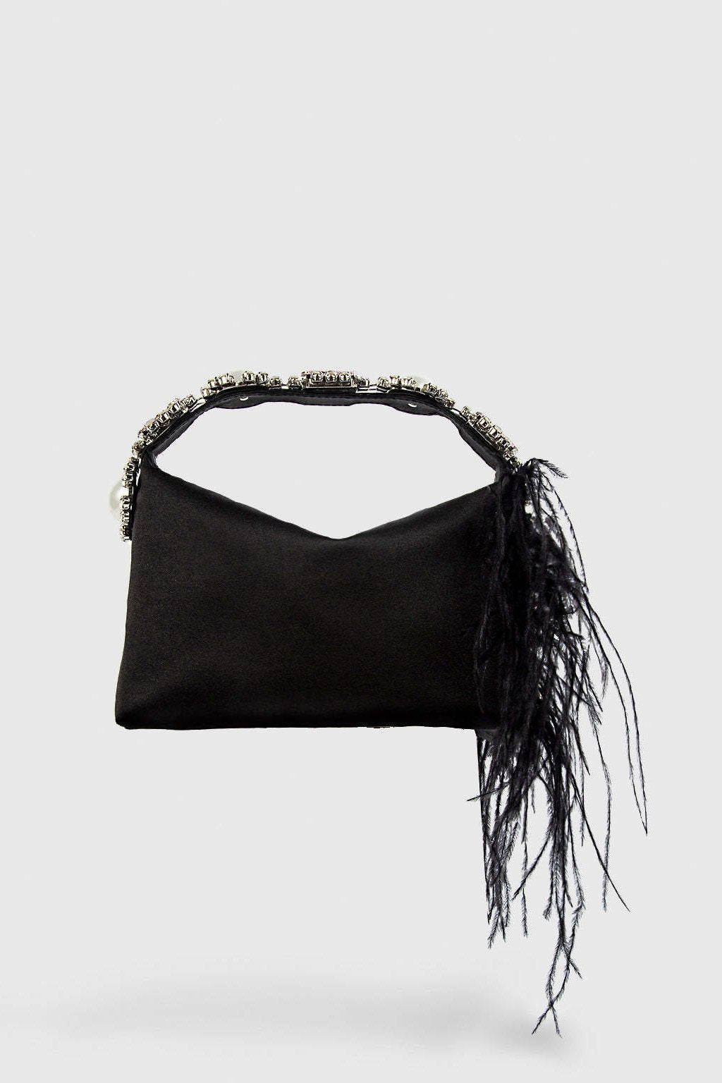 Bento-Tasche aus Satin mit Feder-Diamant-Print