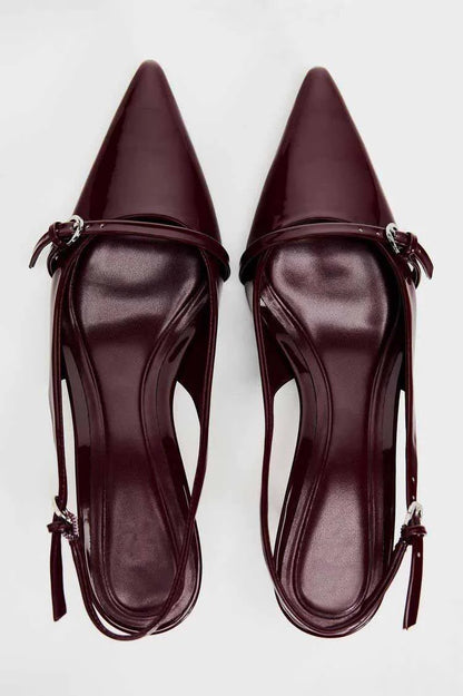 Slingback-High-Heels mit spitzer Zehenpartie und Schnalle
