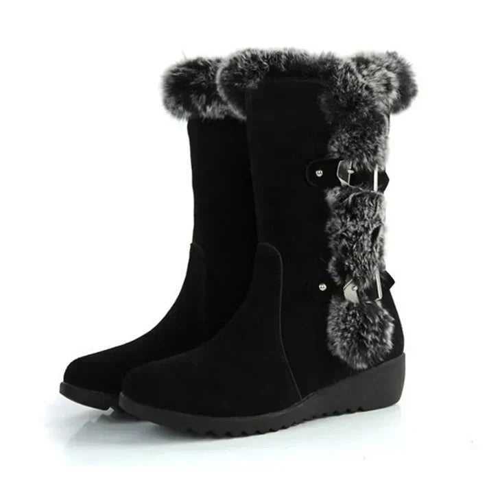 Mittellange winterschuhe für damen mit warmem fellfutter