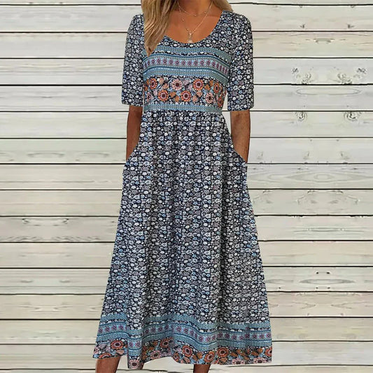 Abigail – jugendliches midikleid mit rundem ausschnitt