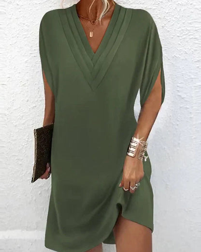Valerie | gerafftes premium-kleid mit v-ausschnitt