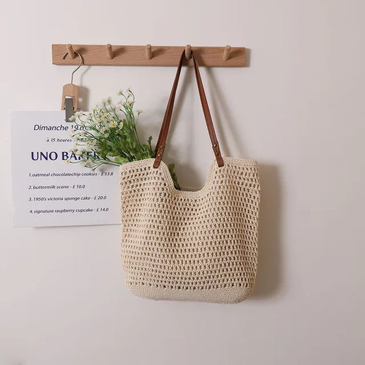 Bellachicha - Damen Vintage Bohemian Strohschultertasche mit Hohlraumdesign