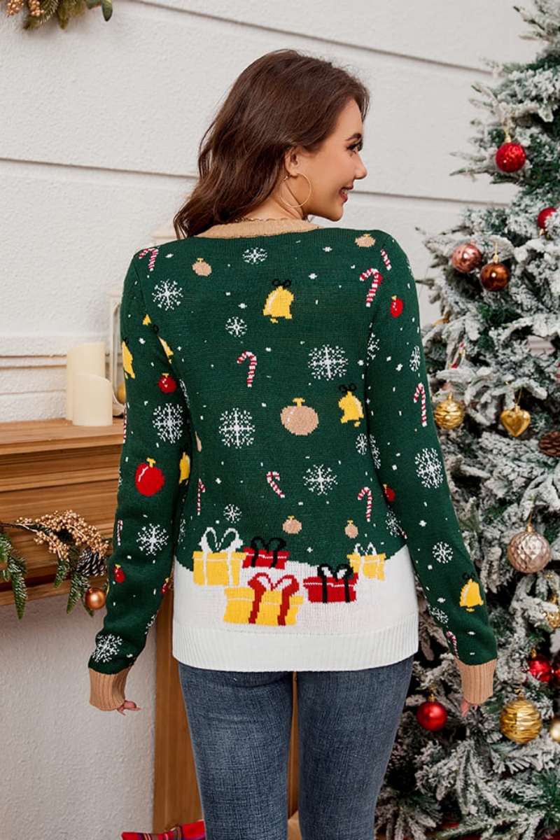 Pullover mit Rundhalsausschnitt und Weihnachtsmann-Motiv, Strickpullover