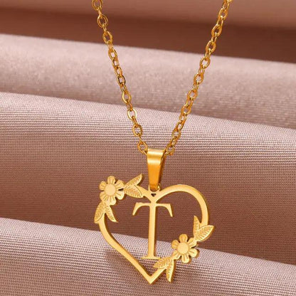 Denisse | Gold zierliche Blume Initialen Halskette
