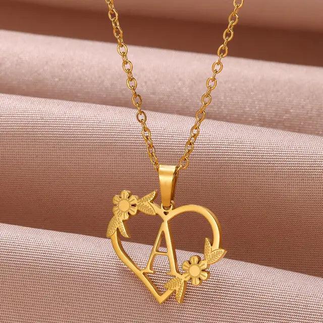 Denisse | Gold zierliche Blume Initialen Halskette