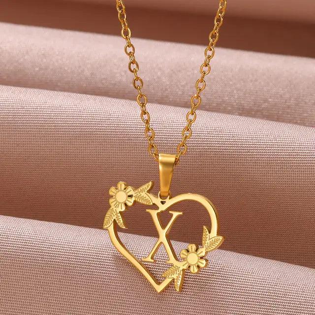 Denisse | Gold zierliche Blume Initialen Halskette