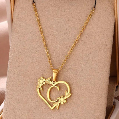 Denisse | Gold zierliche Blume Initialen Halskette