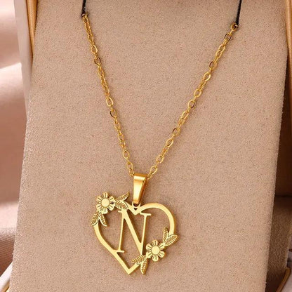 Denisse | Gold zierliche Blume Initialen Halskette