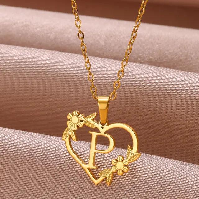 Denisse | Gold zierliche Blume Initialen Halskette