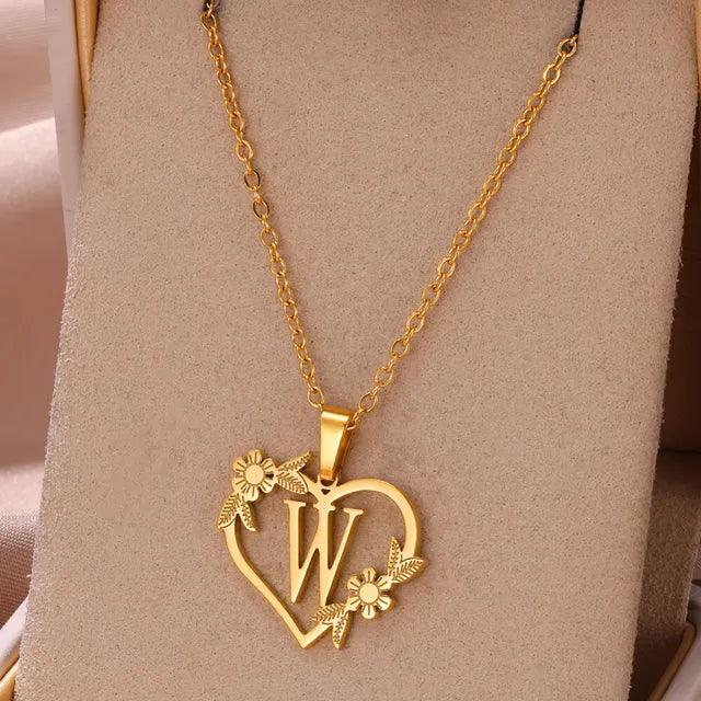 Denisse | Gold zierliche Blume Initialen Halskette