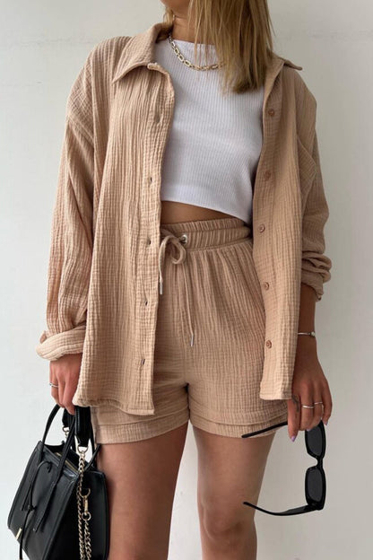 Schick und kuschelig Langarm-Shirt-Short-Set