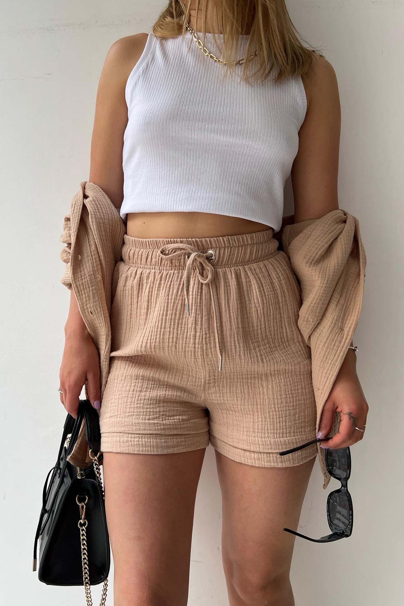 Schick und kuschelig Langarm-Shirt-Short-Set