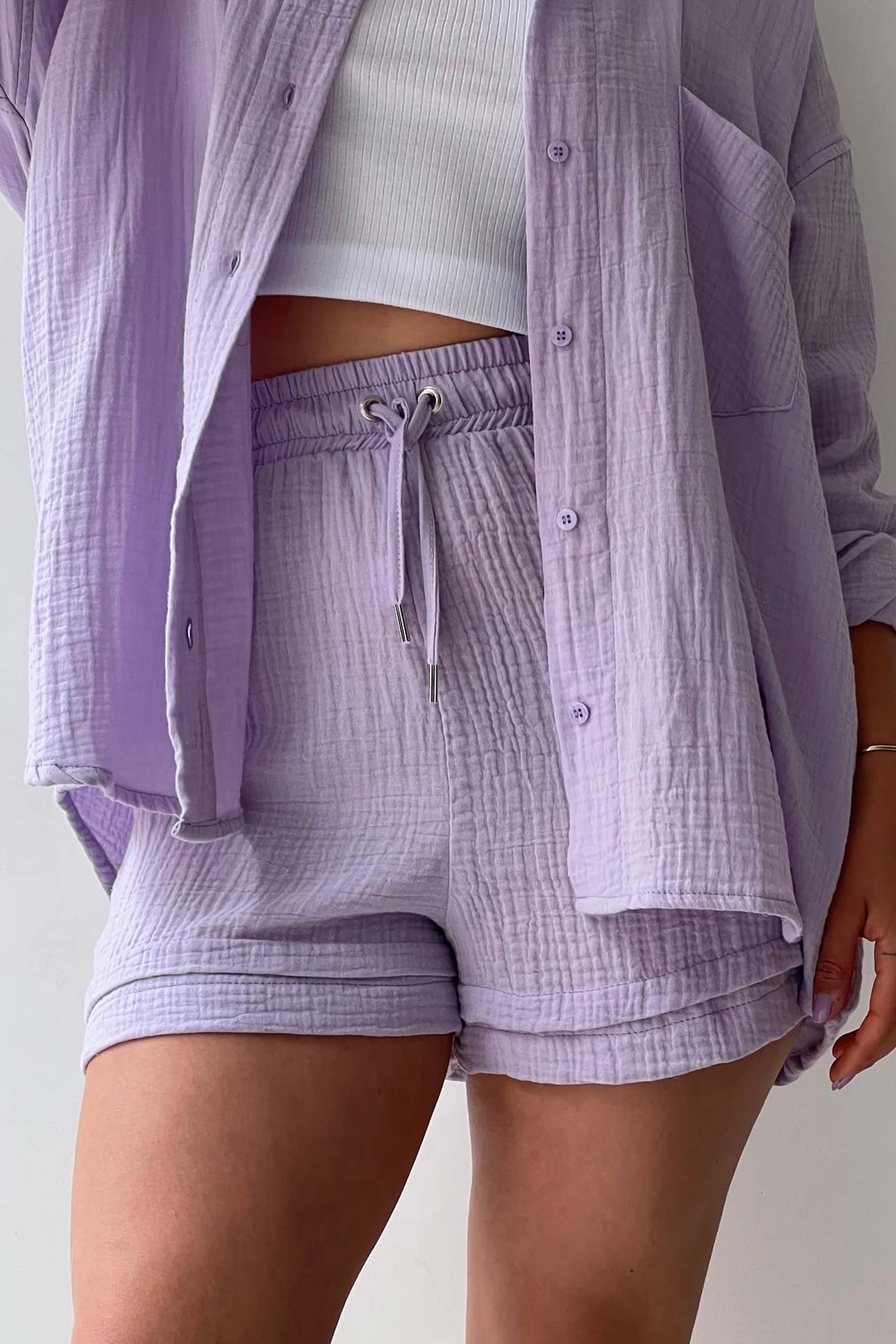 Schick und kuschelig Langarm-Shirt-Short-Set