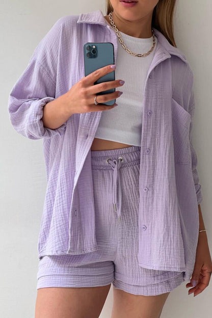 Schick und kuschelig Langarm-Shirt-Short-Set