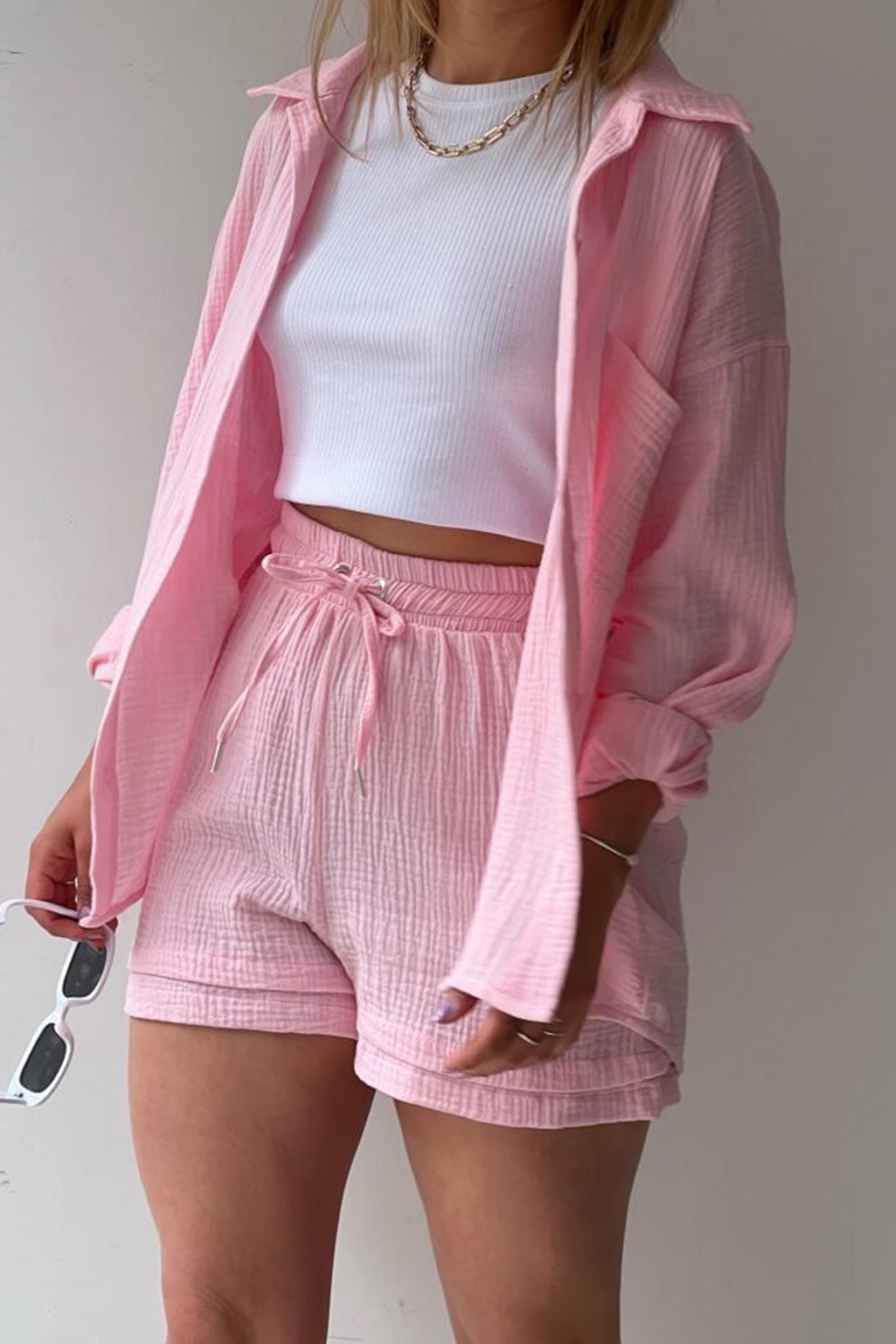 Schick und kuschelig Langarm-Shirt-Short-Set