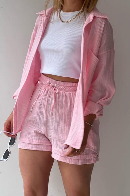Schick und kuschelig Langarm-Shirt-Short-Set