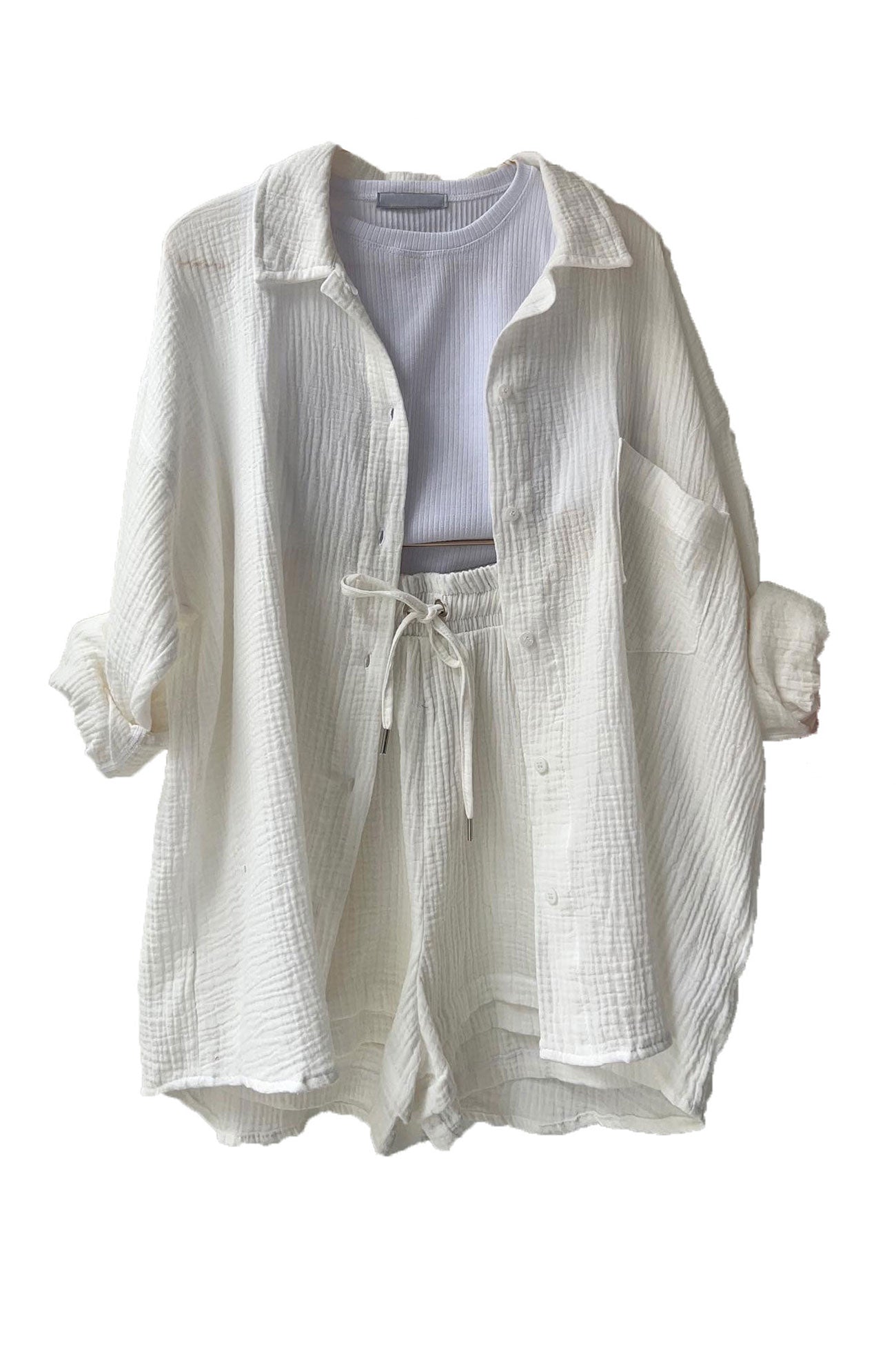 Schick und kuschelig Langarm-Shirt-Short-Set