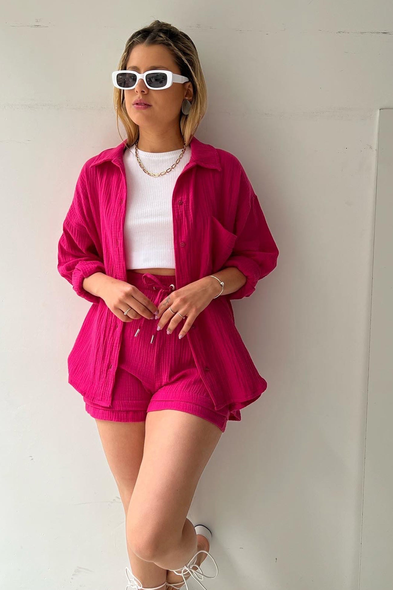 Schick und kuschelig Langarm-Shirt-Short-Set