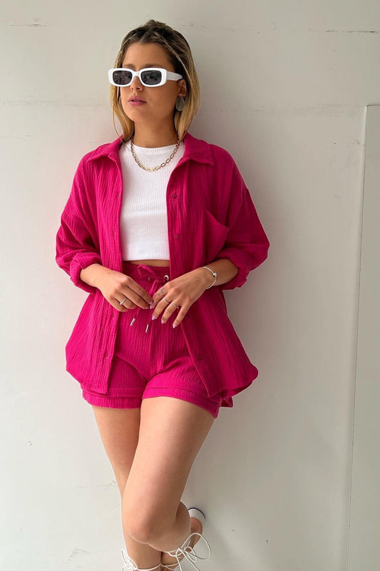Schick und kuschelig Langarm-Shirt-Short-Set