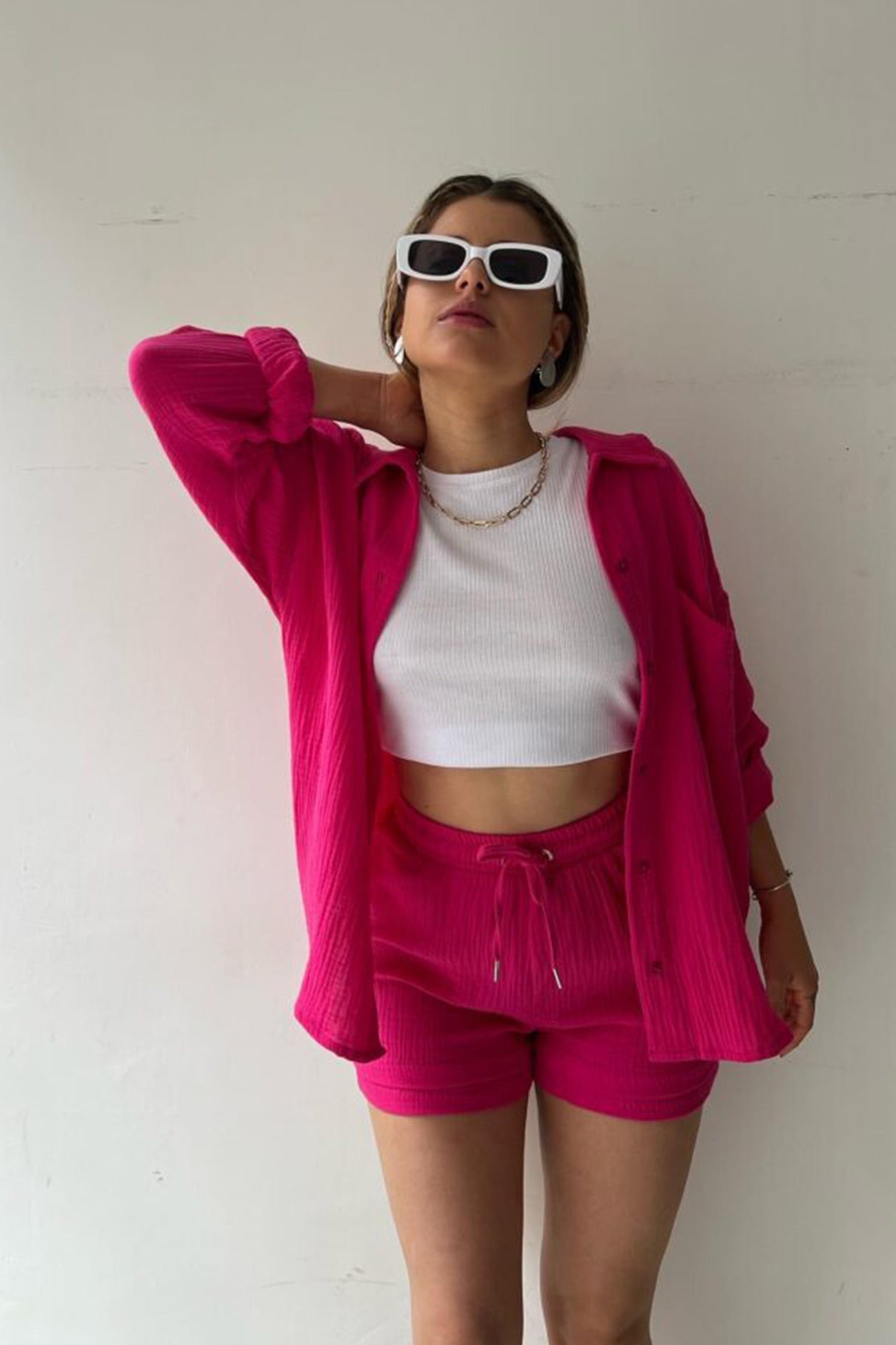 Schick und kuschelig Langarm-Shirt-Short-Set