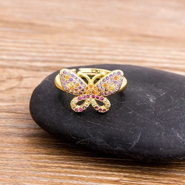 Liza - Trendy Gold Farbe Schmetterling Offener Ring