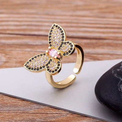 Liza - Trendy Gold Farbe Schmetterling Offener Ring