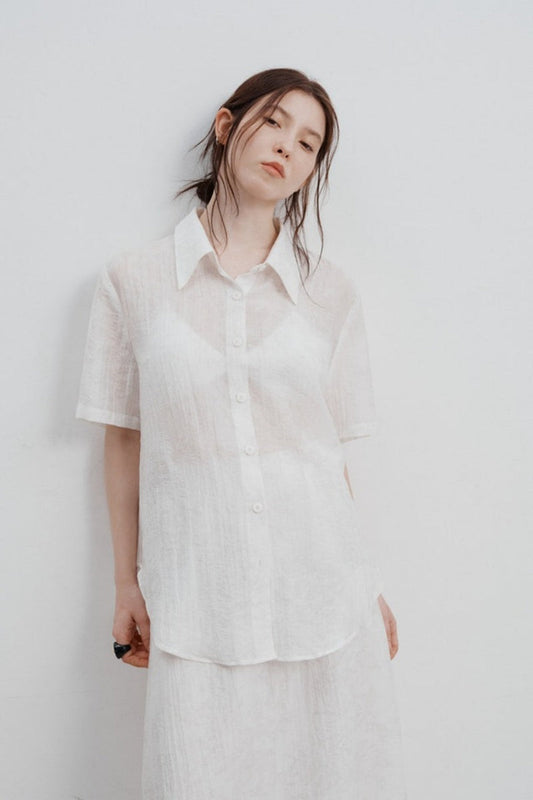 Tencel-Hemd mit Jacquardmuster