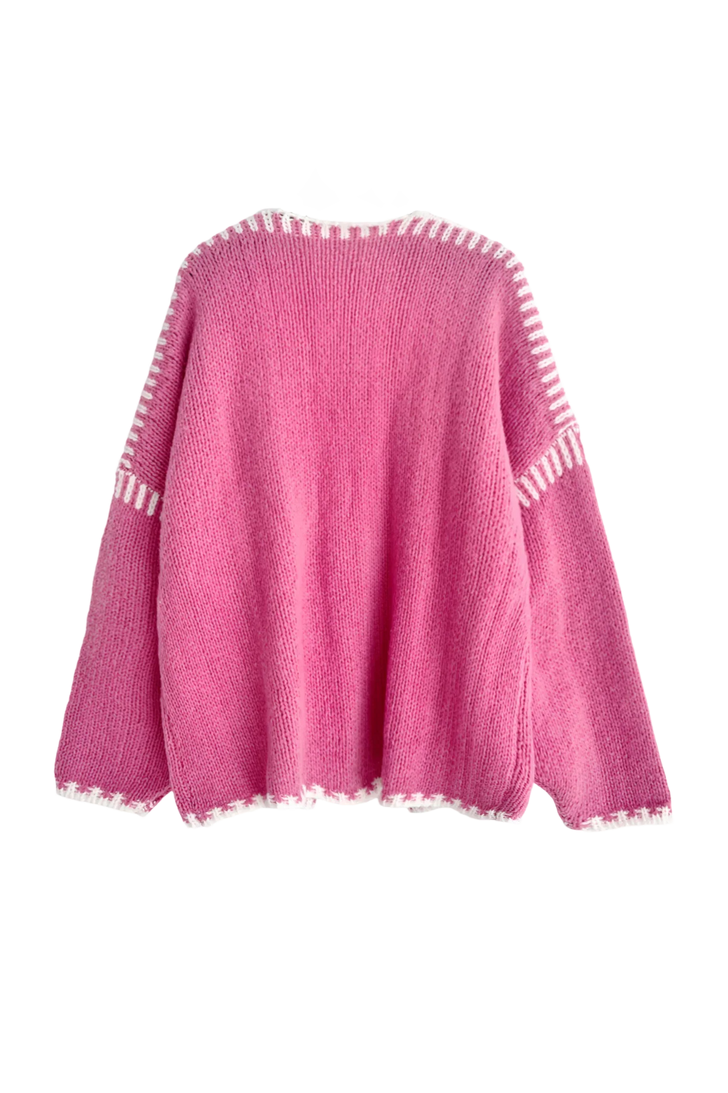 Lockere Strickjacke mit langen Ärmeln in Kontrastfarbe