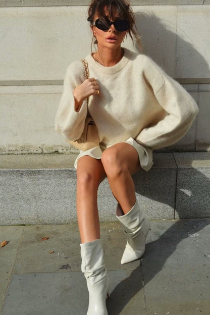 Lässiger Strickpullover mit Rundhalsausschnitt