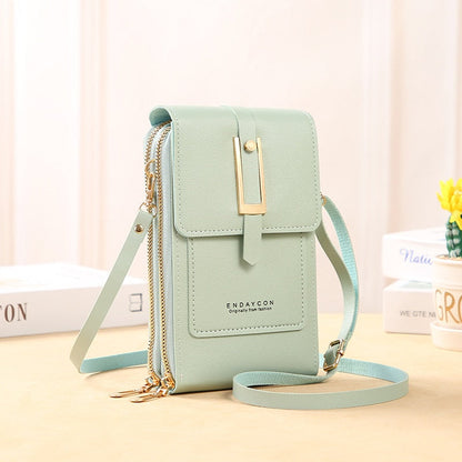 Bellachicha Leder Smartphone Clutch | Damen Handtasche mit Touchscreen-Fenster