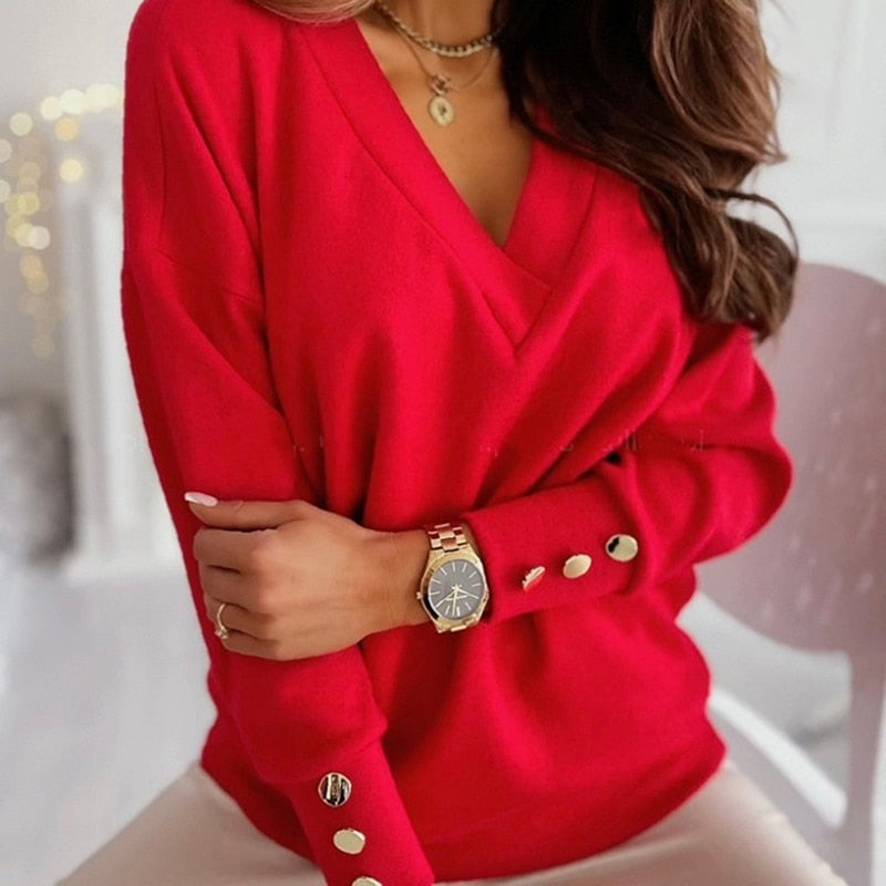 Chesca - Bequemer V-Ausschnitt Damen Pullover
