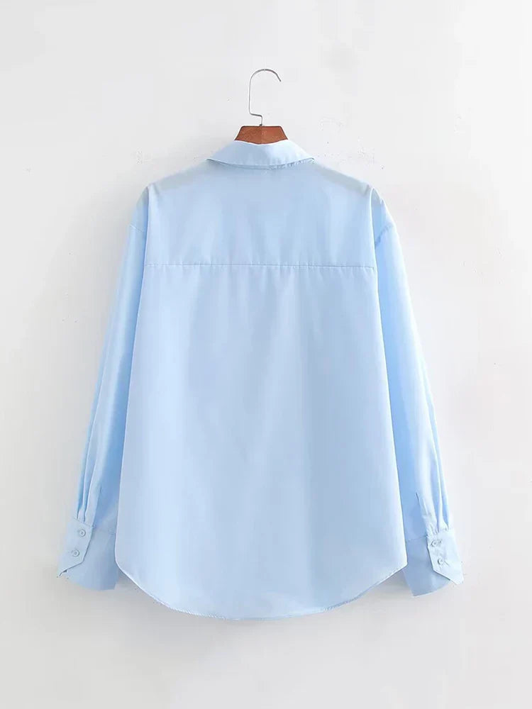 Poplin | Hemd Damen mit Revers und Knopfleiste