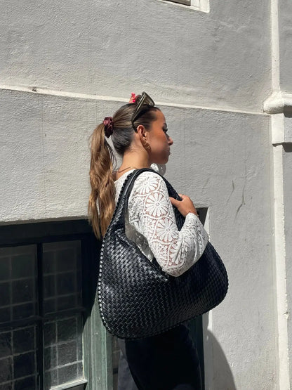 Bellachicha - Vintage Umhängetasche damen | Geflochtene Handtasche mit Reißverschluss im Sale