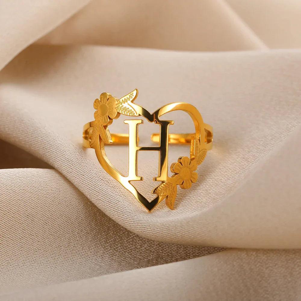 Marshien | Initialen Herz Ringe Goldschmuck