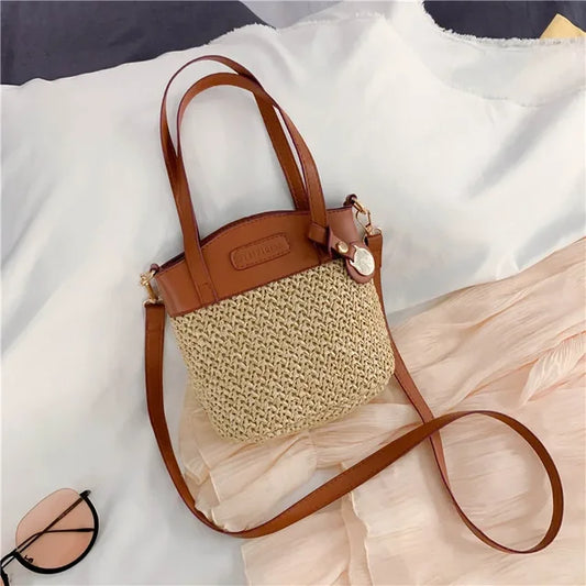 Bellachicha - Damen Schultertasche mit gestricktem Muster, PU-Patchwork und Designerriemen
