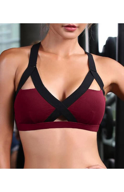 Sexy, kreuzelastischer Sport-BH mit Farbkontrast