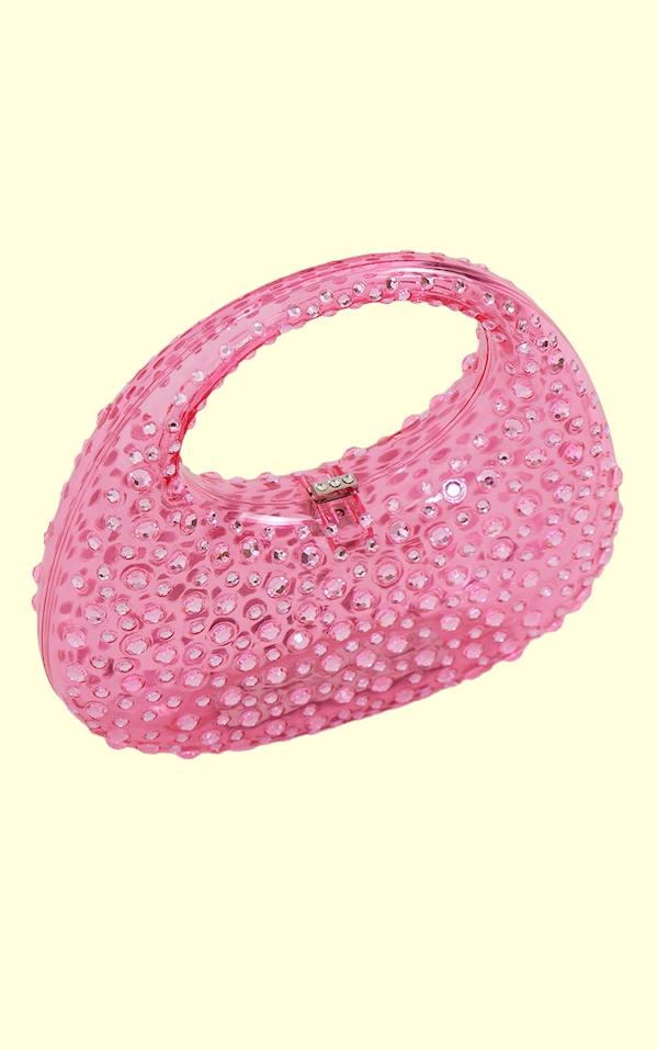 Clutch aus Acryl mit Strassverzierung