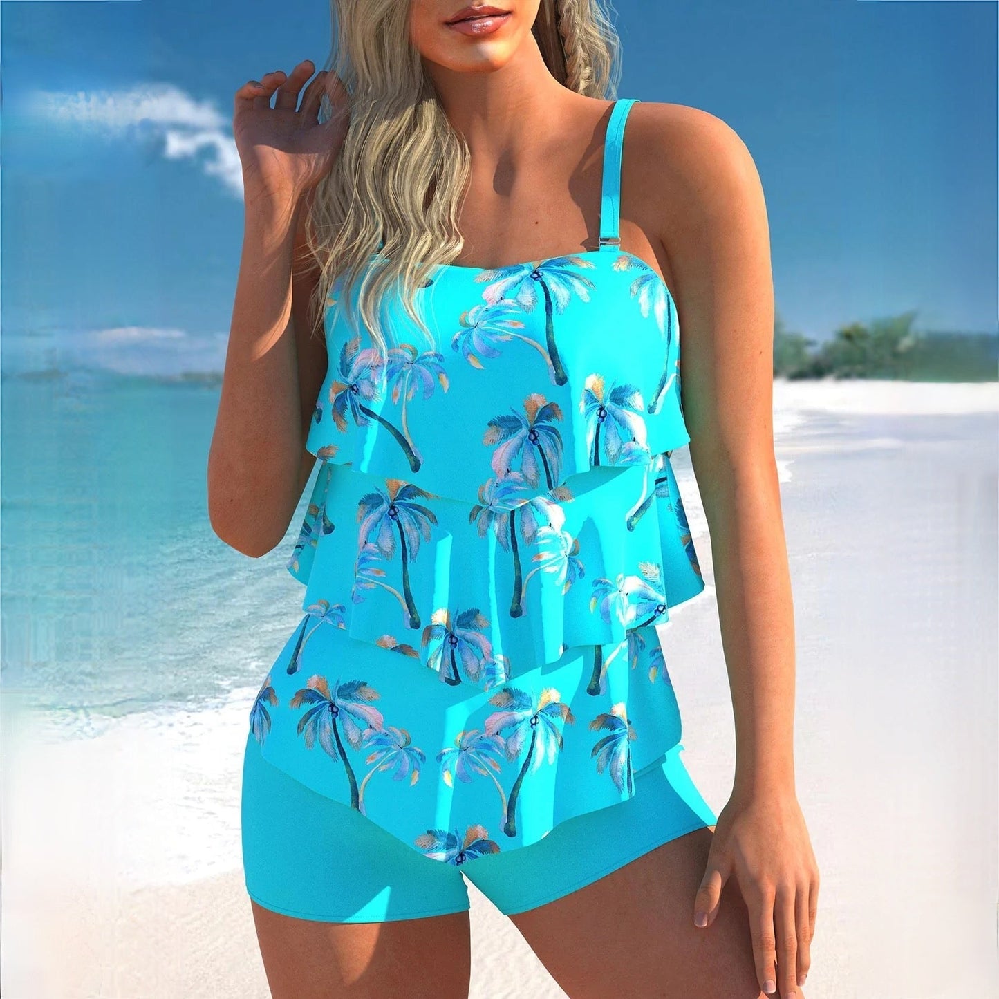 Bella - Stilvoller blauer Tankini