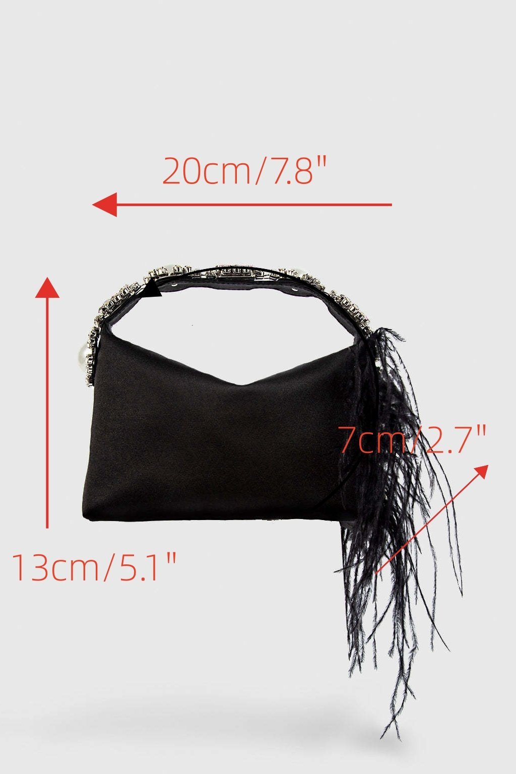 Bento-Tasche aus Satin mit Feder-Diamant-Print
