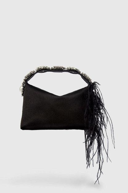 Bento-Tasche aus Satin mit Feder-Diamant-Print