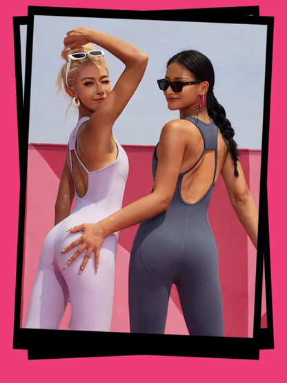 Damen Jumpsuit mit hohlem, stoßfestem Beauty-Back